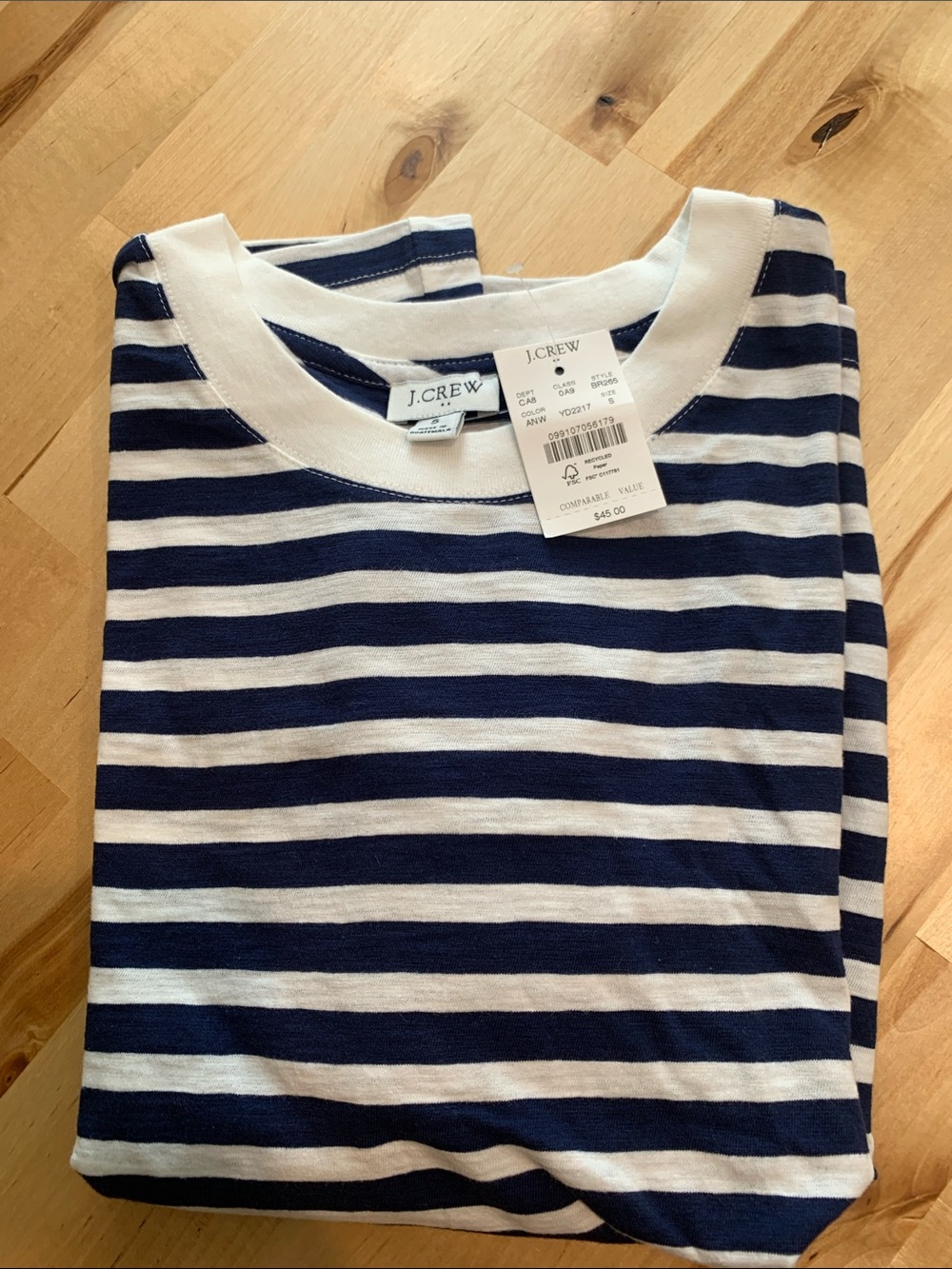 J. Crew Navy and White Striped Top